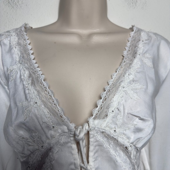 Free People Lola Lace Babydoll Top‎ Medium White Flare Boho Coquette Ethereal - Picture 10 of 11